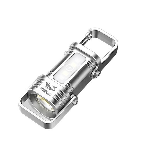 USB-C wiederaufladbare Schlüsselanhänger-Taschenlampen, Mini-Taschenlampen mit Fern- und Abblendlicht, COB-Schlüsselanhänger-Arbeitslampe mit 6 Leuchtmodi, leichtes, helles Mini-Schlüsselanhängerlicht Image