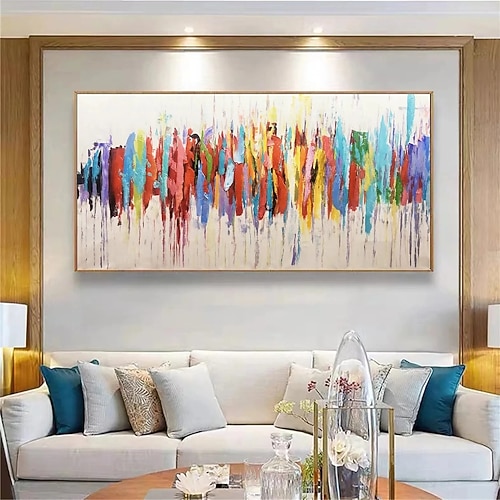 großes blaues abstraktes Ölgemälde handgemalt bunte abstrakte Ölgemälde handgemachte Malerei moderne Bürokunst für Wohnzimmer Wanddekoration Image