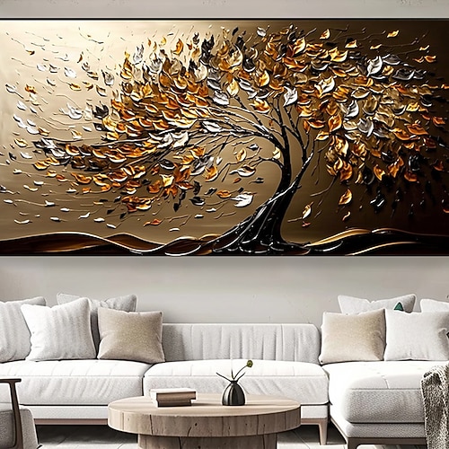 Handgefertigtes Ölgemälde auf Leinwand, Wandkunst, Original-Lebensbaum, abstrakte Landschaftsmalerei für Wohnkultur mit gespanntem Rahmen/ohne Innenrahmenmalerei Image