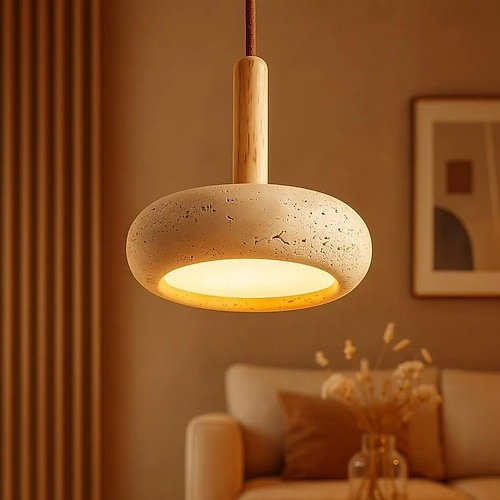LED-Pendelleuchte 15 cm, 1-flammig, 3-flammig, 3-flammig, Farbe: Hängeleuchte, Laternen-Design, Hängeleuchte, Holz, geometrisch, Vintage, Wohnzimmer, Schlafzimmer, Esszimmer, 110–240 V Image