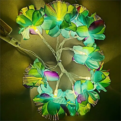 10 led fiber optic nacht duft licht string simulation blume leuchtende blume kopf bunte lichter weihnachten hochzeit party hause dekoration 1 pc Image