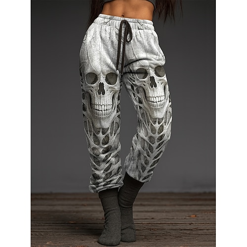Frauen Skinny Urlaub Vintage Mode Voll Länge Hohe Taille Schädel Zugband Patchwork Elastischer Bund Dehnbar Formal Urlaub Straße Dunkelgrau Hellgrau Orange Sommer Frühling Herbst Image