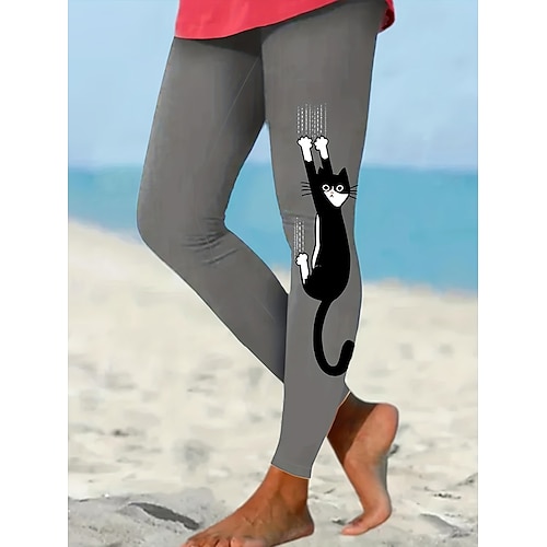 Damen Stoffhosen Leggings Gemütliche Leggings Urlaub Vintage Streetwear Volle Länge Natürliche Taille Grafik Tiermotiv Elastischer Bund Druck Bequem Außenbereich Hohe Elastizität Outdoor Urlaub