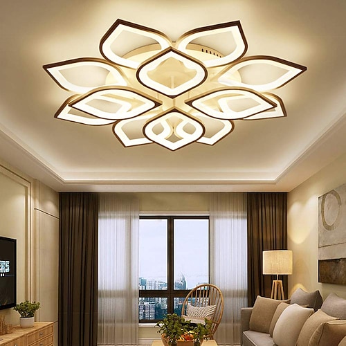 6/8/12/15 Köpfe LED-Deckenleuchte Lotus Design Deckenleuchte modern künstlerisch Metall Acryl Stil stufenlos dimmbar Schlafzimmer lackiert Leuchten 110-240V nur dimmbar mit Fernbedienung Blumendesign Image