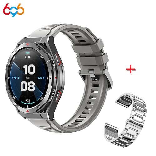 X28 Smartwatch 1.43 Zoll Smartwatch Fitnessuhr Bluetooth Schrittzähler Anruferinnerung Aktivitäts-Tracker Kompatibel mit Android iOS Damen Herren GPS Langer Standby Wasserdicht IP68 22mm Uhrengehäuse Image
