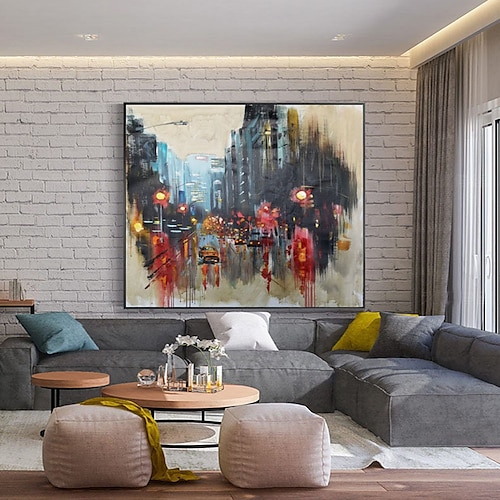 Ölgemälde Handgemalte Quadrat Abstrakt Landschaft Klassisch Modern Ohne Innenrahmen (ohne Rahmen) Image