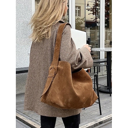 Schultertasche aus Wildleder für Damen – lässige Hobo-Handtasche im Bohème-Stil mit großem Fassungsvermögen, geeignet für die tägliche Arbeit, Reisen und zum Einkaufen