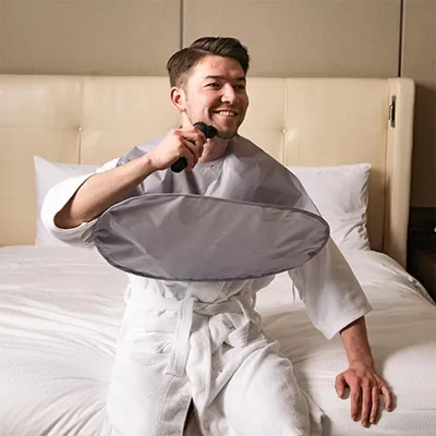 Folding Beard Bib Apron, Beard Hair Clippings Catcher for Shaving and Trimming Adjustable Neck Straps Beard Gift for Men