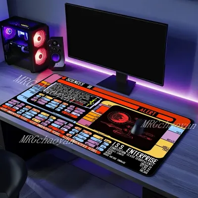 Large Starship Blueprint Pad Desk Pad Mouse Pad Gamer Computer Cabinet Star Trek Game Office Accessories Keyboard Anime Extended