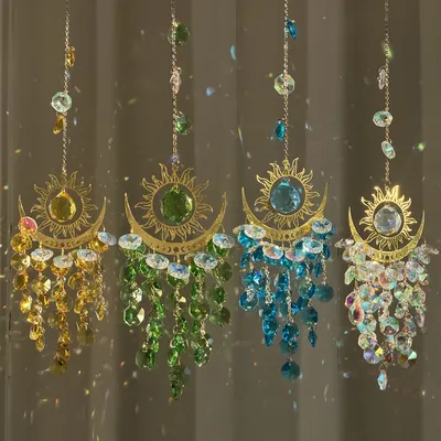 Home Garden Gardening Light Collection Jewelry Devil's Eye Sun Moon Crystal Sun Catcher Wind Chime