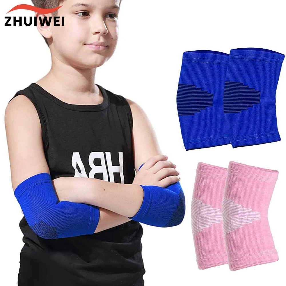 1Pair Kids Knit Elbow Brace Support Compression Arm Protection Sleeves for Volleyball Weightlifting Tennis Tendonitis