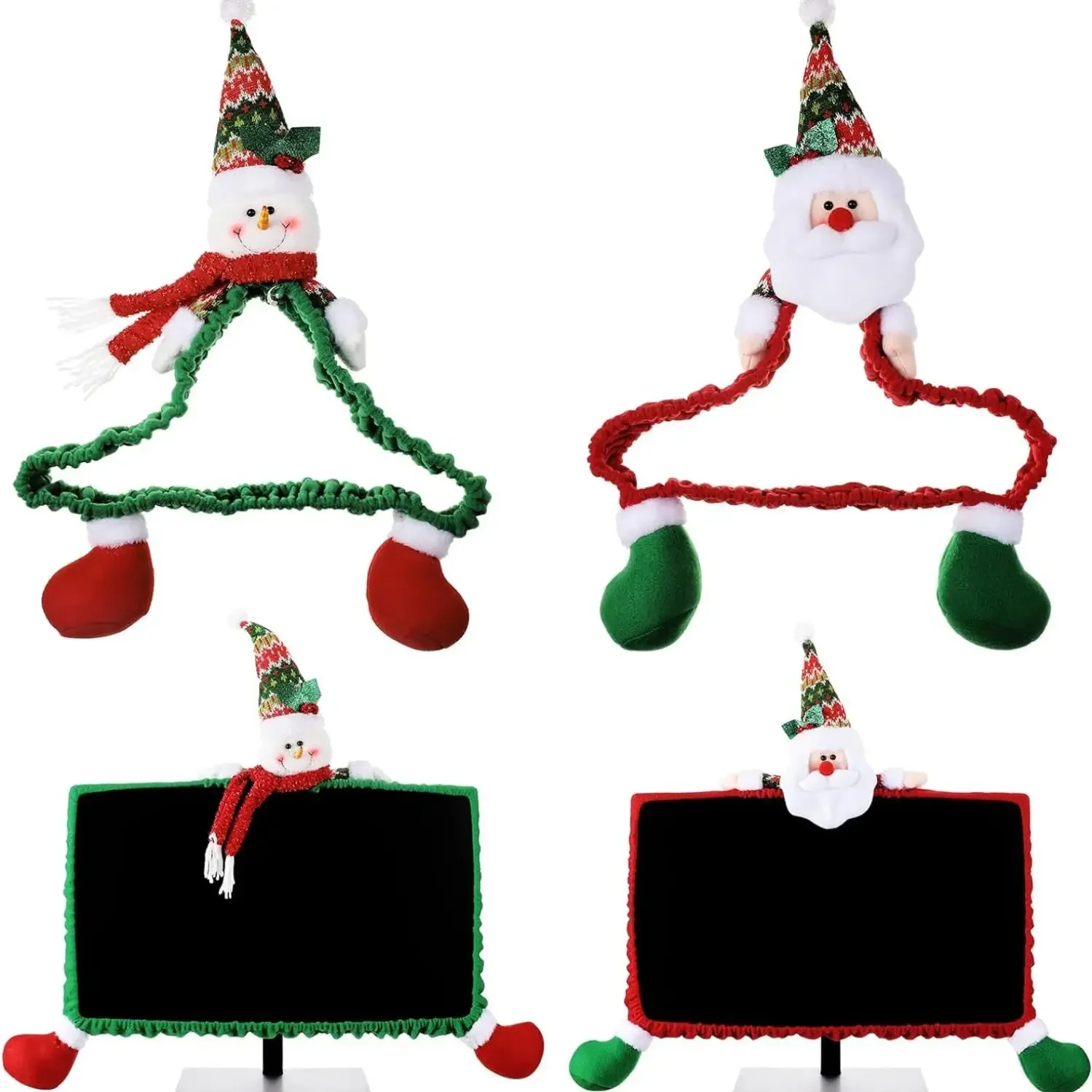 1PC Christmas Computer Monitor Cover Santa Snowman Elk Computer Screen Cover Elastic Laptop Cover for Xmas Home Office Decor