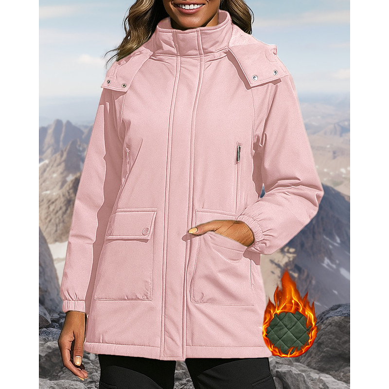 Women's Hoodie Jacket Windbreaker Hiking Jacket Puffer Jacket Winter Outdoor Thermal Waterproof Windproof Winter Jacket Hunting Climbing Camping / Hiking / Caving Pink Army Green Blue Purple Khaki