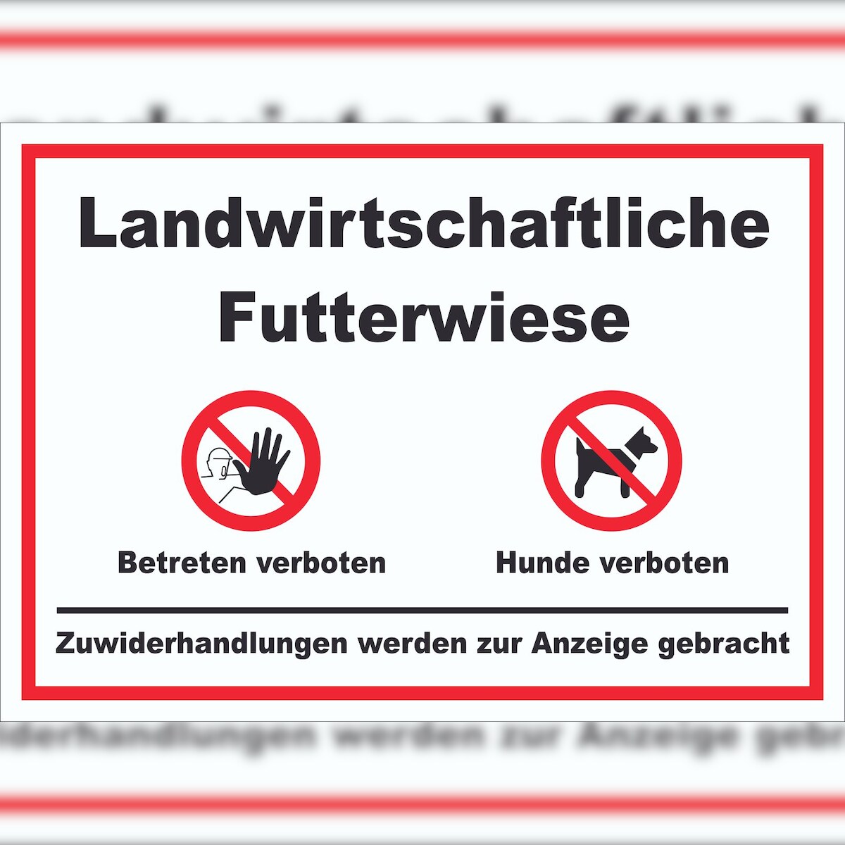 HB-Druck Landwirtschaftliche Futterwiese Betreten und Hunde verboten Schild A0 Rückseite selbstklebend Image