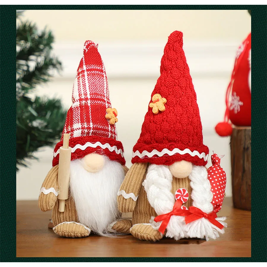 Weihnachten gesichtslose Puppen süße Plüsch Zwerg Puppen Weihnachten handgemachte Lebkuchenmann Puppe Dekorationen Weihnachten Home Fenster Ornamente Image