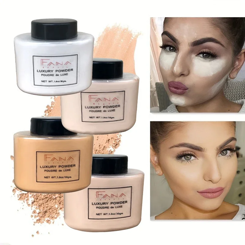 Luxuriöses 4-Farben-Gesichts-Foundation-Puder-Set für Frauen, lose Banane, Ölkontrolle, Schönheits-Make-up-Werkzeug Image
