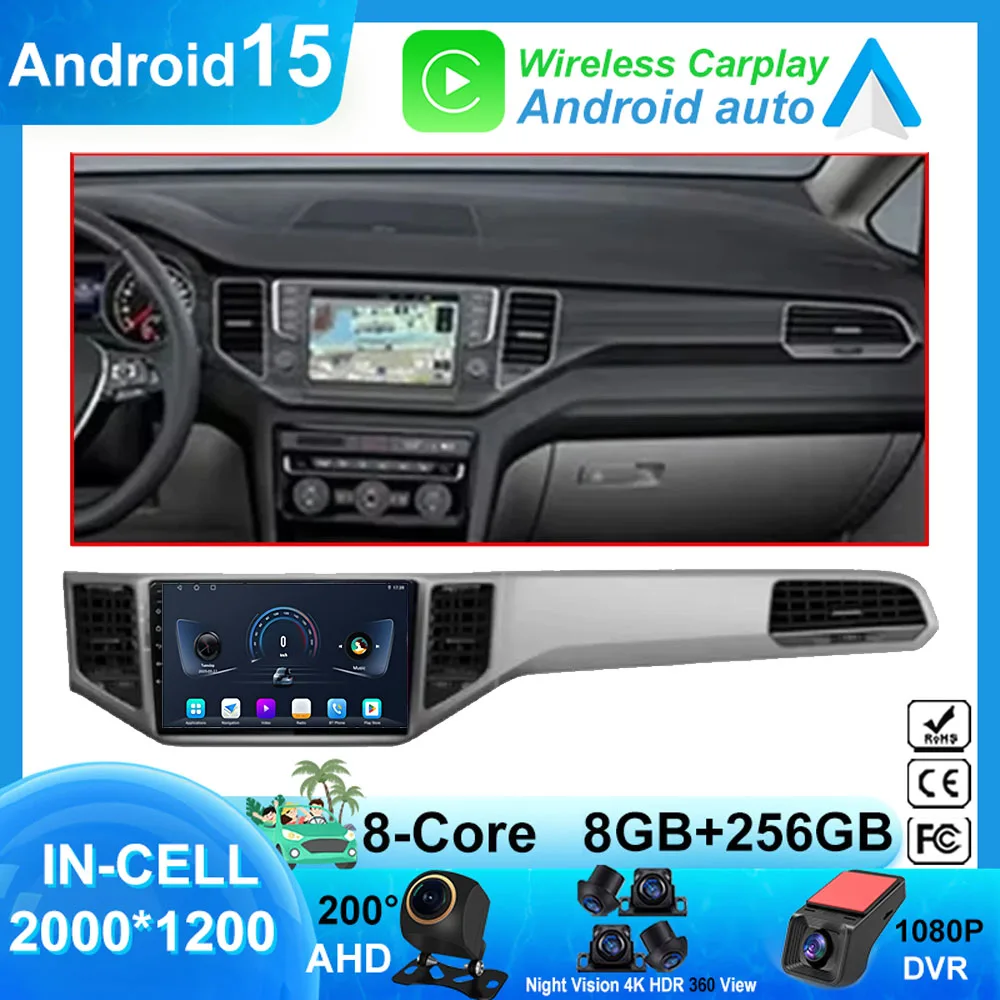 Android Auto DVD 14 Für Volkswagen VW Sportsvan 2016-2019 Stereo Head Unit High-leistung Keine 2din DVD DashCam multimedia-Player