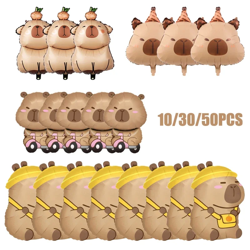 10/30/50PCS Cartoon Kapibala Capybara Thema Folienballon Set für Erwachsene Kind Geburtstag Luft Globos liefert Kinder Geschenke Baby Dusche Image