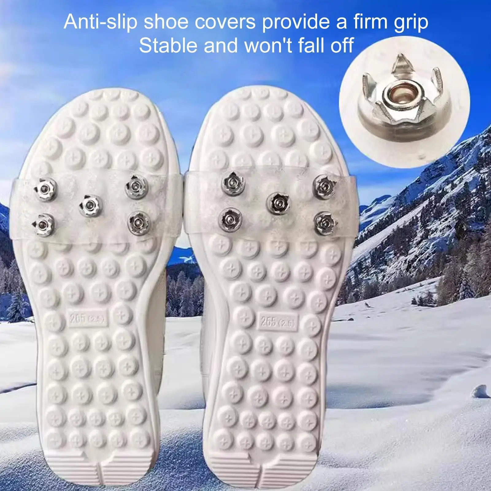 5 Stollen Schnee-Eisklaue, rutschfest, Schnee-Eis-Thermo-Kunststoff-Elastomer, Kletterschuhe, Spikes, Griffe, Stollen über Schuhe, Abdeckungen, Steigeisen Image