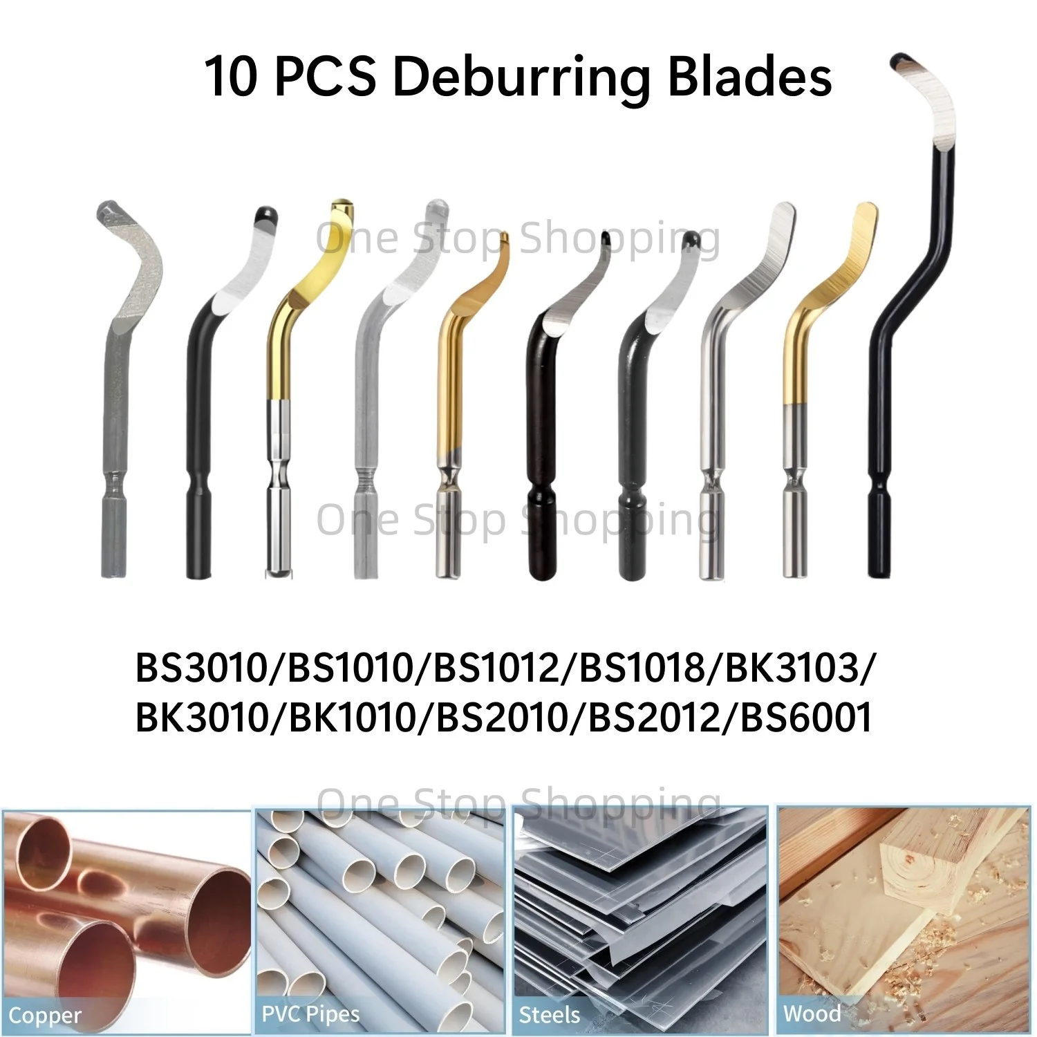 Packung mit 10 Stück Entgratungsklingen zum Entfernen von Graten, Reibahlenwerkzeug als 360-Grad-Drehkopf für Metall, Harz, Kupfer, Kunststoff, Messing, PVC Image