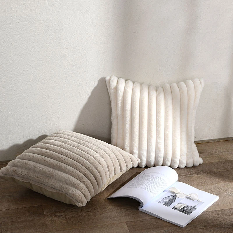 1pc Plüsch Dekorative Kissen Abdeckung Fuzzy Gestreiften Weiche Kissenbezüge Kissenbezüge für Sofa Wohnzimmer Schlafzimmer Image