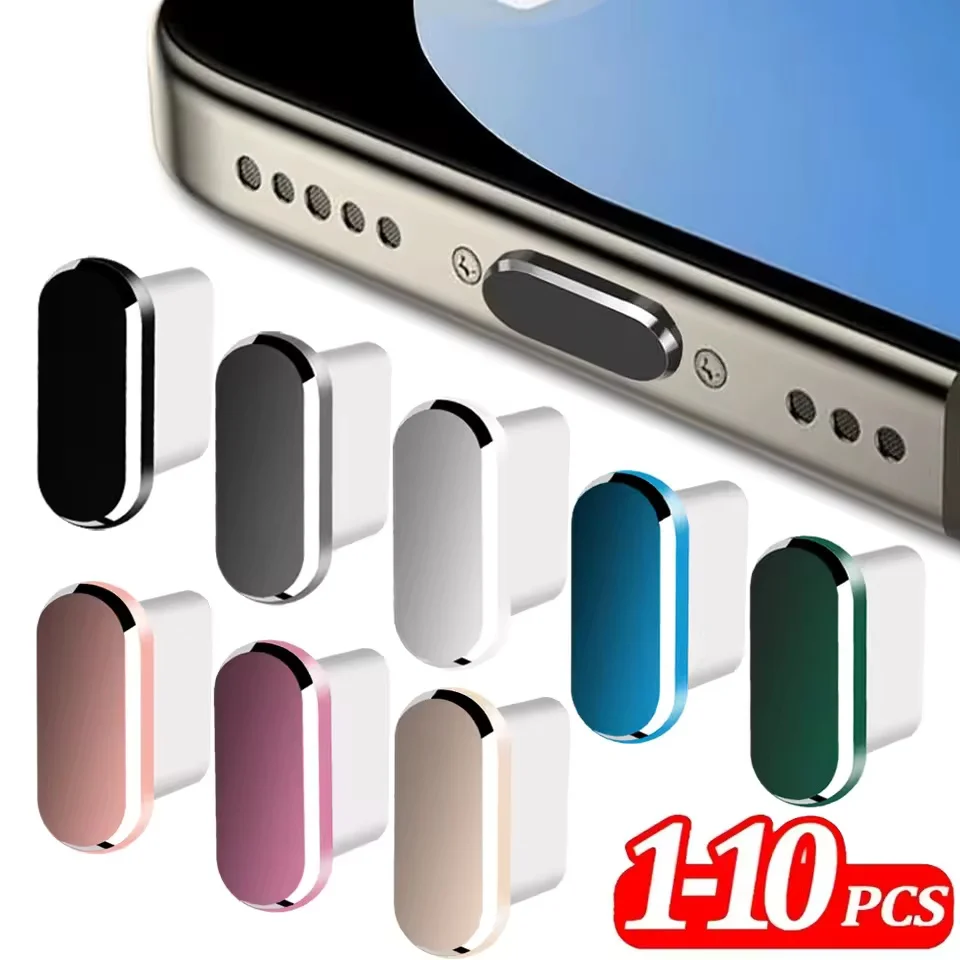 9/1Pcs Typ C Anti Staub Stecker Metall USB C Port Caps Protektoren für Iphone Samsung Xiaomi Huawei Lade port Staub Abdeckung Kappen Image