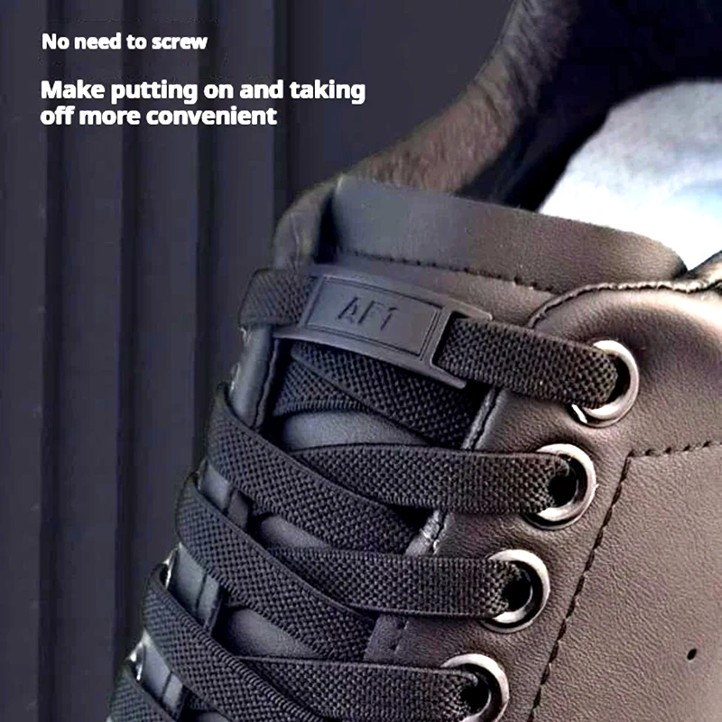 Elastische Schnürsenkel für Erwachsene, 8 mm, flache Schnürsenkel, Turnschuhe, Tennis, ohne Krawatte, Schnürsenkel, AF1-Schloss, Schnürsenkel ohne Krawatten, Kinderschuhzubehör Image