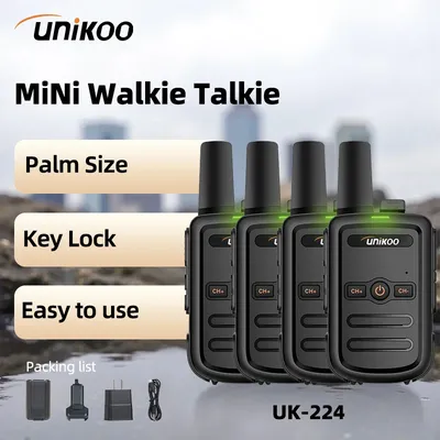 UNIKOO Walkie Talkie UK224 4-teiliges tragbares Mini-Funkgerät PMR FRS Handfunkgerät Comunicador Langstrecken-Walkie-Talkies für Kinder