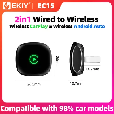 EKIY 2in1 Wireless CarPlay Dongle Drahtlose Android Auto Adapter AI Smart Box Für Auto Mit Wired CarPlay Auto Intelligente Systeme