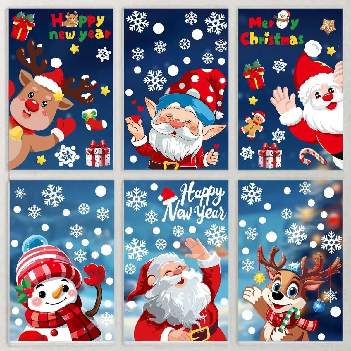 Weihnachten Fenster Aufkleber Santa Schneemann Elch Szene Elektrostatische Wand Aufkleber Urlaub Home Decor Frohe Weihnachten Neue Jahr Dekorationen Image
