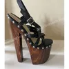 Elegante Seite Runde Nieten Dekor Hohl Sandalen Offene spitze Plattform Chunky Ferse Mode Sexy 2025, Frauen Schuhe Sommer Para Mujere