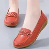 Mode Frauen Wohnungen Aus Echtem Leder Weiche Frauen Schuh Mokassins Ballerinas Komfortable Krankenschwester Schuhe Schwarz Plus Größe Schuhe Weibliche