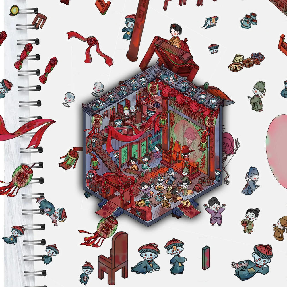 4PCS Corpse Bride Aufkleber Wasserdicht Laptop Stapeln Landschaft Graffiti Skateboard Kunst Gepäck Festival Kaffee Telefon Aufkleber Image