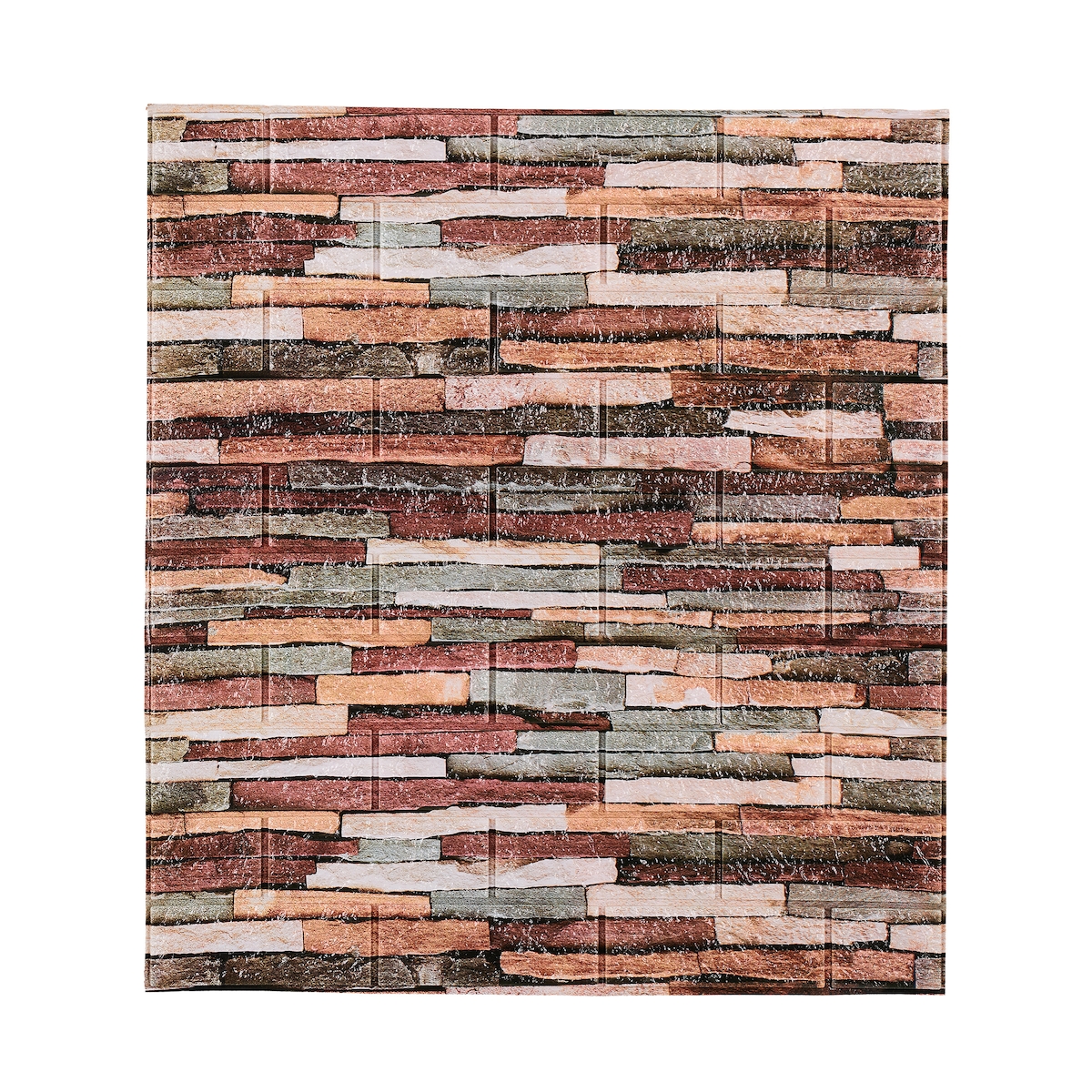 Relaxdays Wandpaneele, 10er Set, selbstklebend, zuschneidbar, 3D Paneele, Wandverkleidung Steinoptik, PE, 77x70 cm, bunt Image