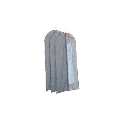 Relaxdays Langes Kleidersack 3er Set, mit Reißverschluss, 135 x 58 cm, Schutzhülle Anzug, Kleid, Hemd, grau/transparent Image