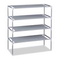 Relaxdays Stoff Schuhregal Stecksystem, 4 Ebenen, für 12 Paar Schuhe, Schuhständer hoch, HxBxT 68 x 62 x 28 cm, grau
