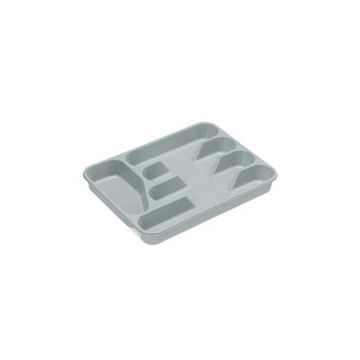Relaxdays Besteckkasten 2er Set, Schubladeneinsatz mit 5 Fächern, für Küchenbesteck, Kunststoff, HxBxT 4x25x33 cm, grau Image