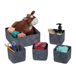 Relaxdays Schubladen Organizer, 5-teiliger Schrankorganizer für Kleiderschrank, Schublade uvm., faltbar, 2 Größen, grau Image