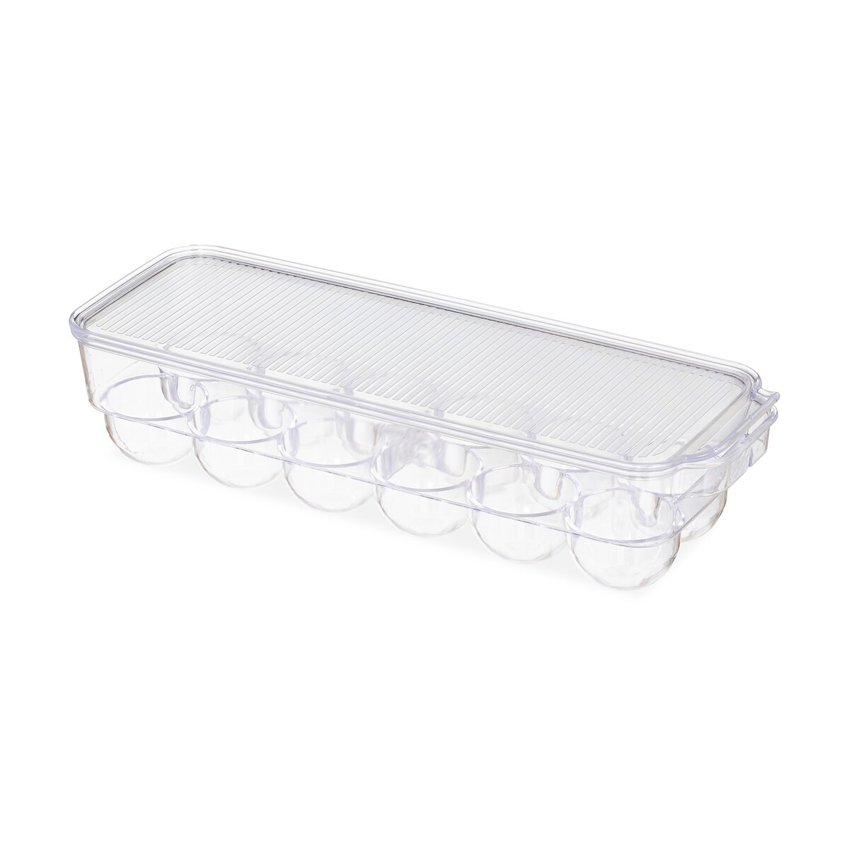 Relaxdays Eierbox, für 12 Eier, mit Deckel, stapelbar, pflegeleicht, Kühlschrank Eierbehälter, Kunststoff, transparent Image