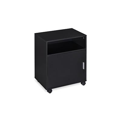 Relaxdays Rollcontainer mit 3 Fächern & Tür, Büro & Home Office, mit Rollen, Büroschrank, HBT: 57 x 48 x 34 cm, schwarz Image