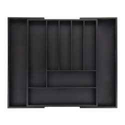 Relaxdays Besteckkasten ausziehbar, Bambus, HBT: 5 x 33,5-49,5 x 44,5 cm, 7-9 Fächer, Besteckeinsatz Schublade, schwarz Image