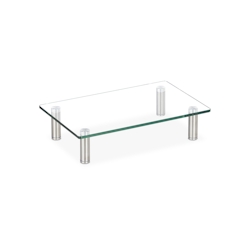 Relaxdays Bildschirmständer Glas, TV Aufsatz, Notebookständer höhenverstellbar 9 - 11 cm, BxT: 38,5 x 24 cm, transparent Image
