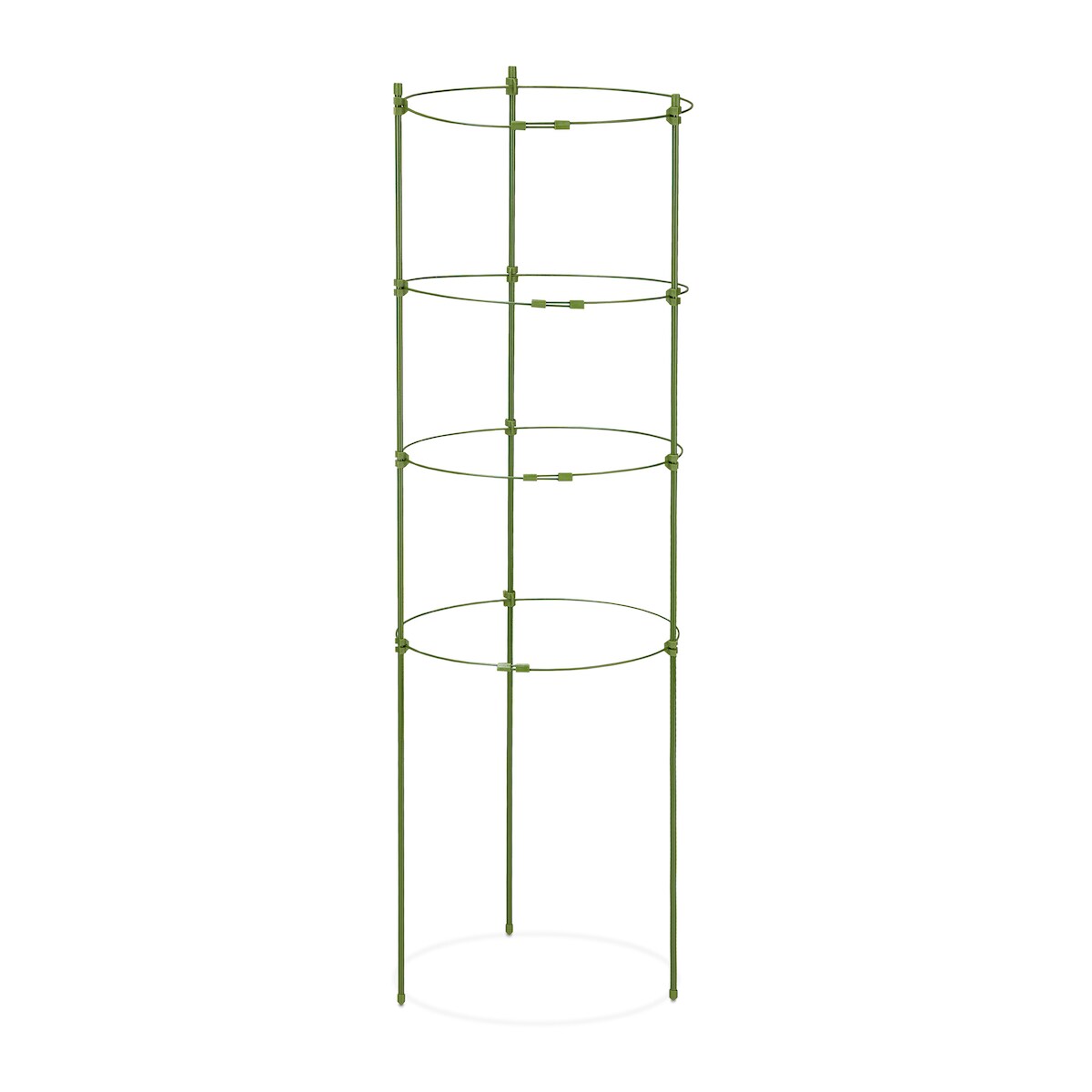 Relaxdays Rankhilfe, 5er Set, 4 Ringe, HxD: 90 x 28 cm, Blumen & Nutzpflanzen, Metall & Kunststoff, Pflanzenstütze, grün Image