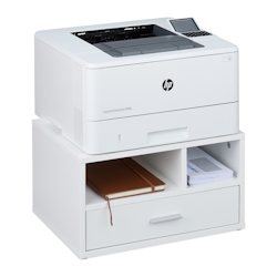 Relaxdays Druckerständer mit Schublade & 2 Fächern, Schreibtisch Regal für Drucker, Druckerhalter, HBT 22x40x30 cm, weiß Image