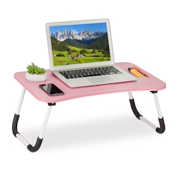 Relaxdays Laptoptisch für Bett & Couch, HxBxT: 26 x 63 x 40 cm, klappbarer Betttisch, MDF, Eisen, Notebooktisch, pink Image