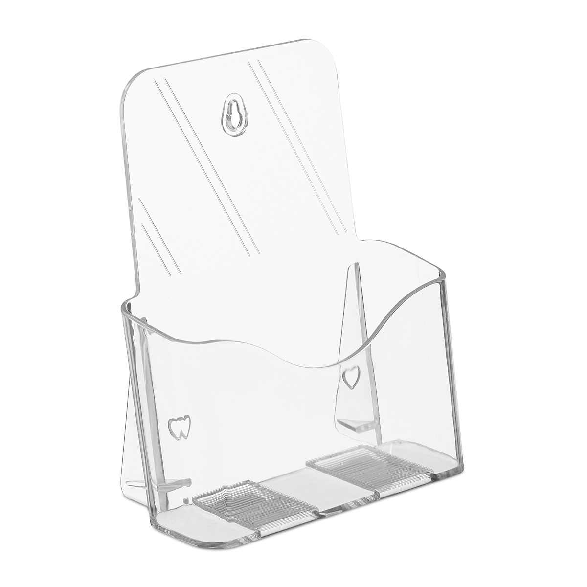 Relaxdays Flyer Aufsteller, Flyerständer DIN A5, Acryl, 1 Fach, zum Stellen & Hängen, Wandprospekthalter, transparent Image