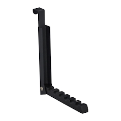 Relaxdays Klapphaken, zum Einhängen, Türgarderobe für 6 Kleiderbügel, Metall und Holz, Haken für 2 cm Türfalz, schwarz Image