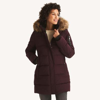 Nautica Women's Faux Fur Hood Puffer Jacket 619 (Barely Pink), XS