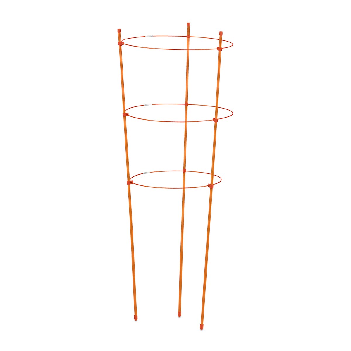 Relaxdays Rankhilfe 6er Set, Metall & Kunststoff, 76 cm hoch, 3 verstellbare Ringe, Rankstütze Kletterpflanzen, orange Image