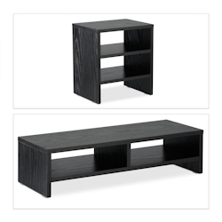 Relaxdays Monitorständer mit Ablagen, 2 Teile, Organizer, Laptopablage für Schreibtisch, Desktoperhöhung Büro, schwarz Image
